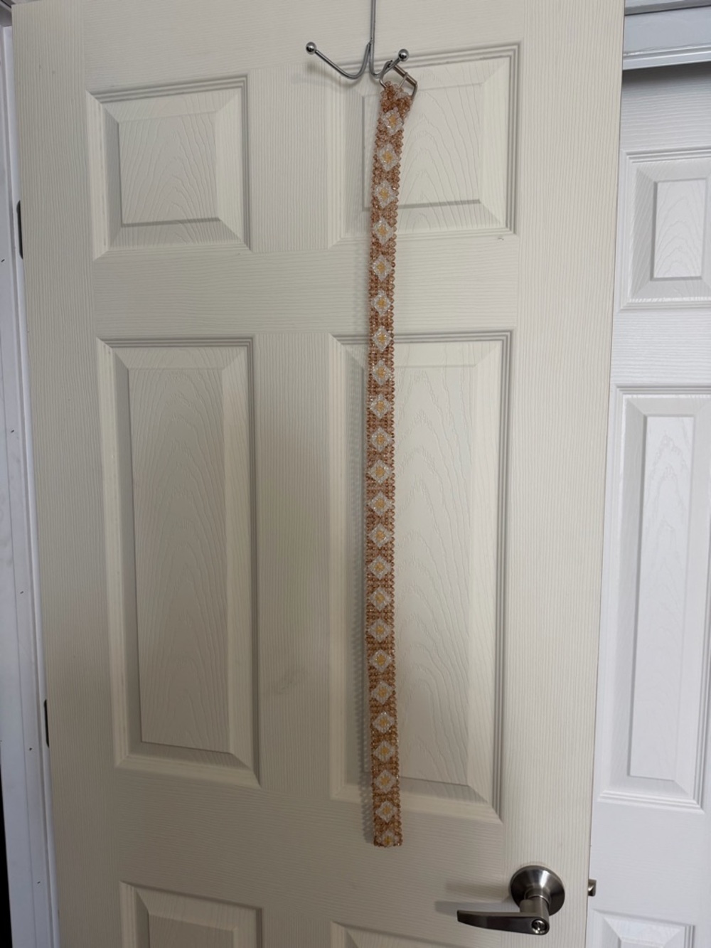 Woven Boho Beaded Belt in Beige and Gold Tones